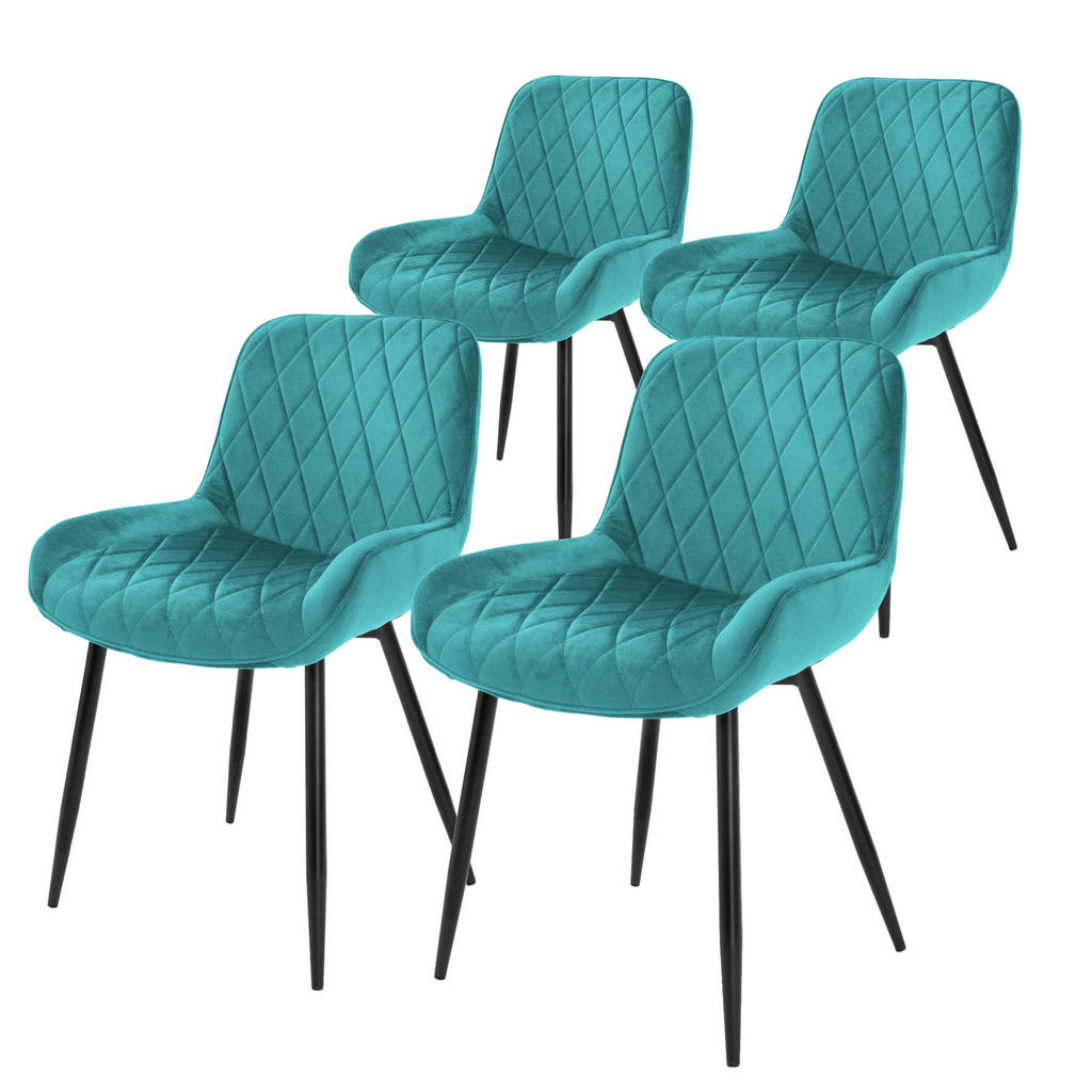 ML-DESIGN JÍDELNÍ ŽIDLE, sada 4 ks, petrol, samet