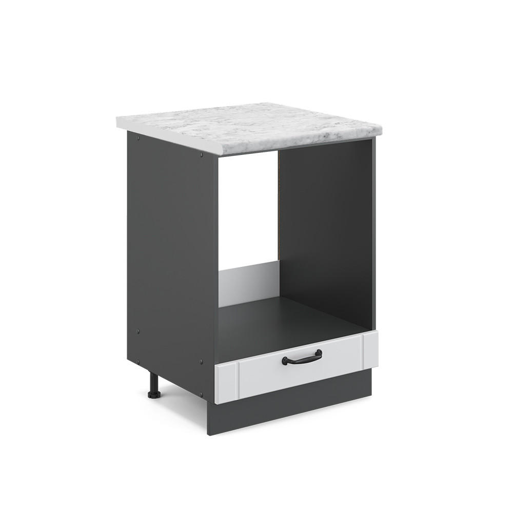 HERDUMBAUSCHRANK Fame-Line Weiß Landhaus 60 cm, AP Marmor - Anthrazit/Weiß, Holzwerkstoff (60/82/60cm) - Vicco