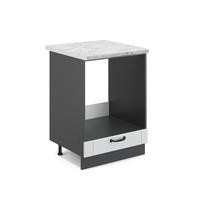 HERDUMBAUSCHRANK Fame-Line Weiß Landhaus 60 cm, AP Marmor - Anthrazit/Creme, Holzwerkstoff (60/82/60cm) - Vicco