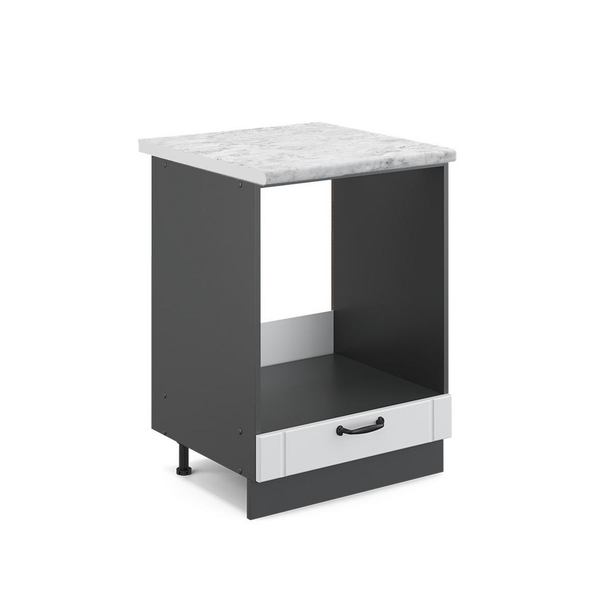 HERDUMBAUSCHRANK Fame-Line Weiß Landhaus 60 cm, AP Marmor - Anthrazit/Creme, Holzwerkstoff (60/82/60cm) - Vicco