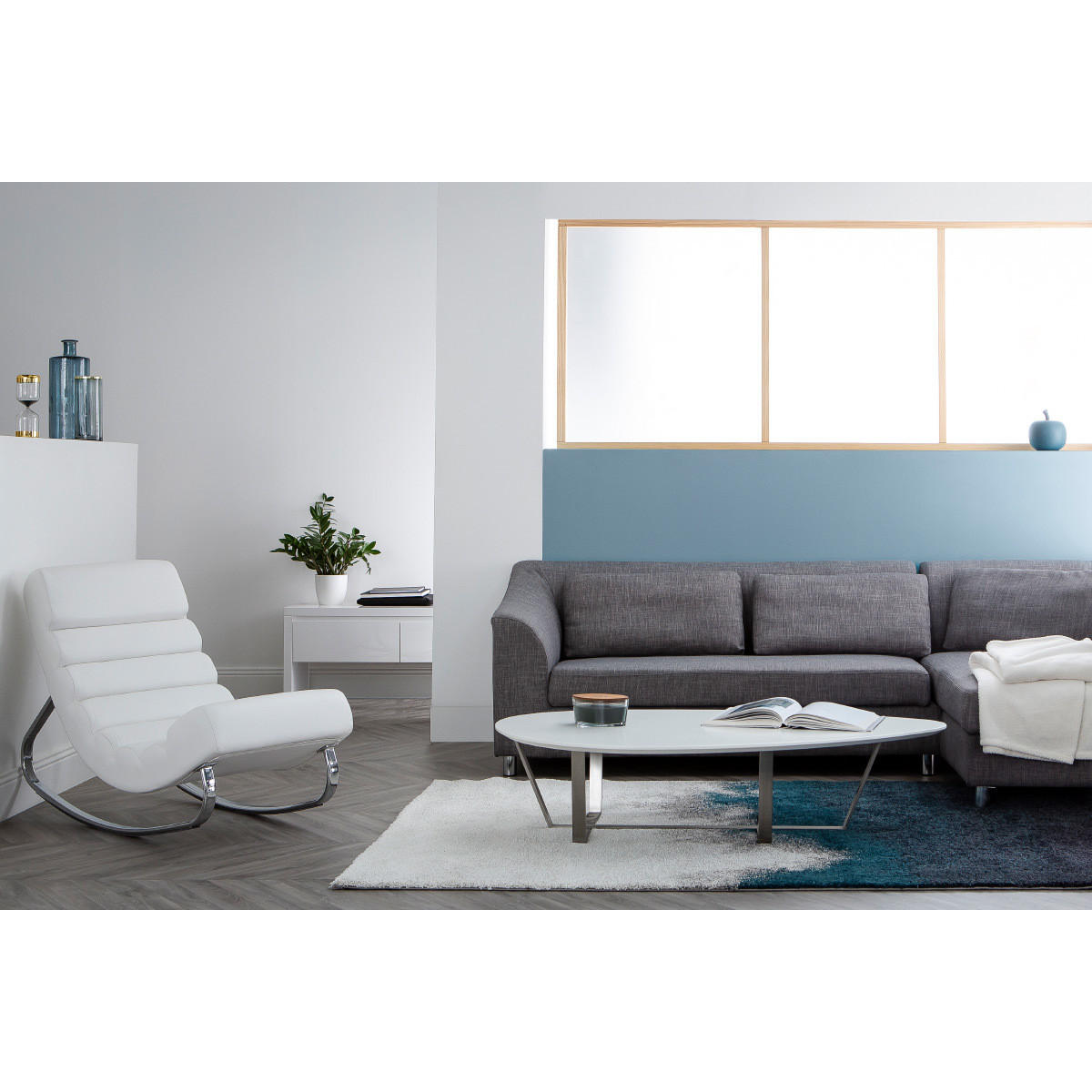 SESSEL Design Schaukelstuhl TAYLOR Weiß - Weiß, Textil (113/82/56cm) - Miliboo