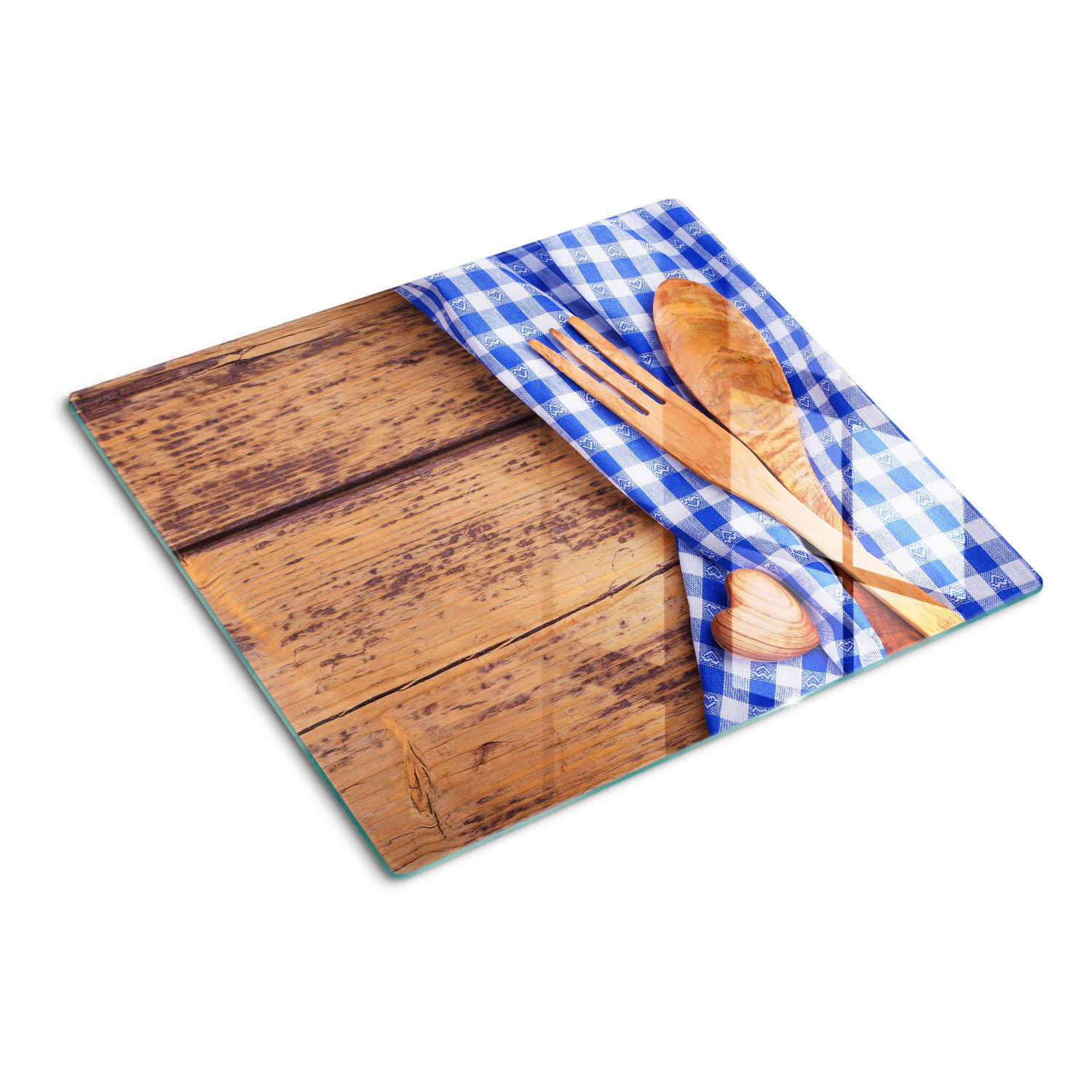 GLASPLATTE 60x52 cm Holzbesteck - Blau, Glas (60/0.4/52cm) - TULUP