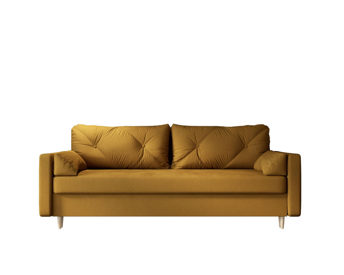 SOFA ASTRA mit Schlaffunktion ITAKA 33 mit Stauraum - Goldfarben, Textil (90/88/228cm) - Bedante