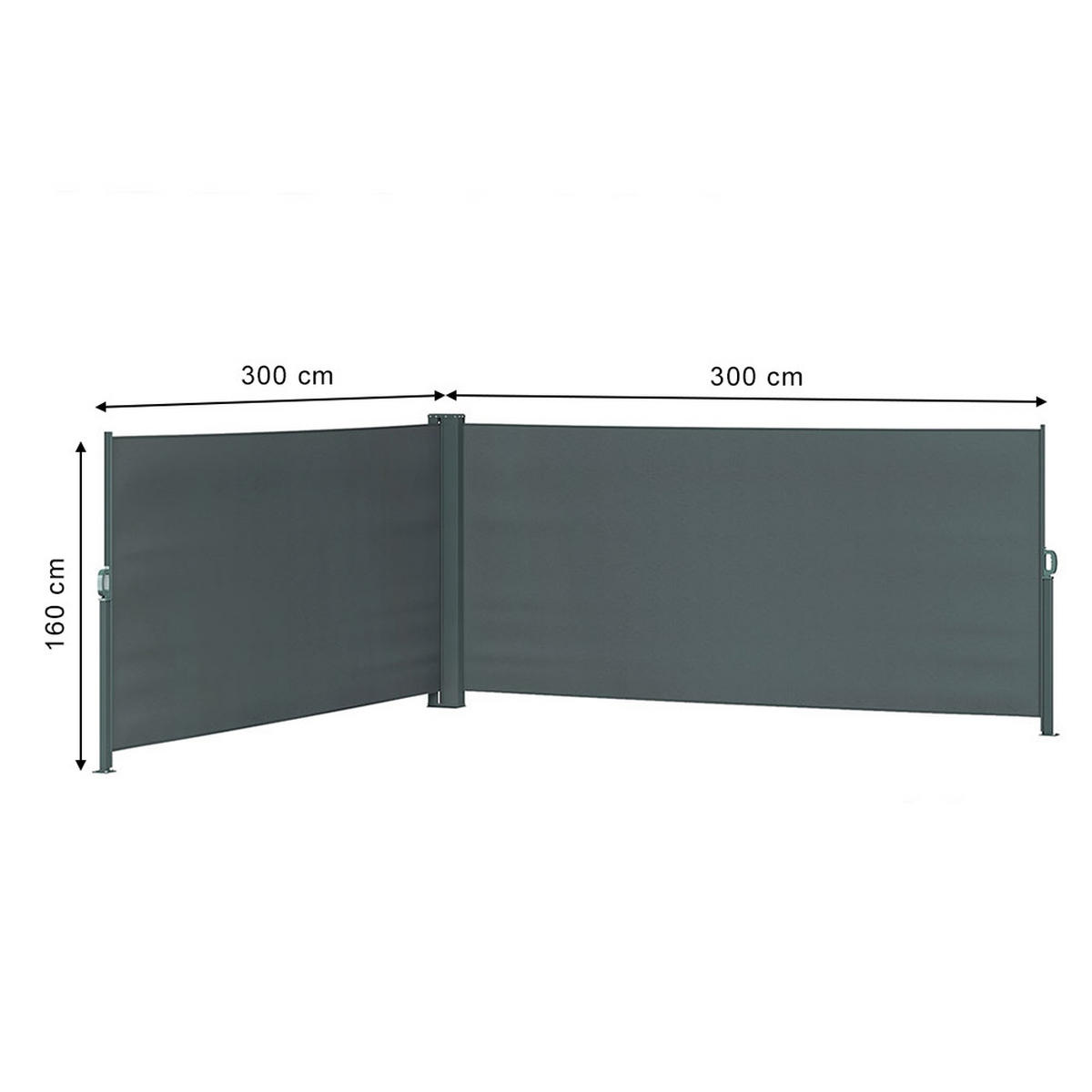 SEITENMARKISE Anthrazit 300 x 160 cm - Anthrazit, Metall (300/160/5cm) - OK-Living