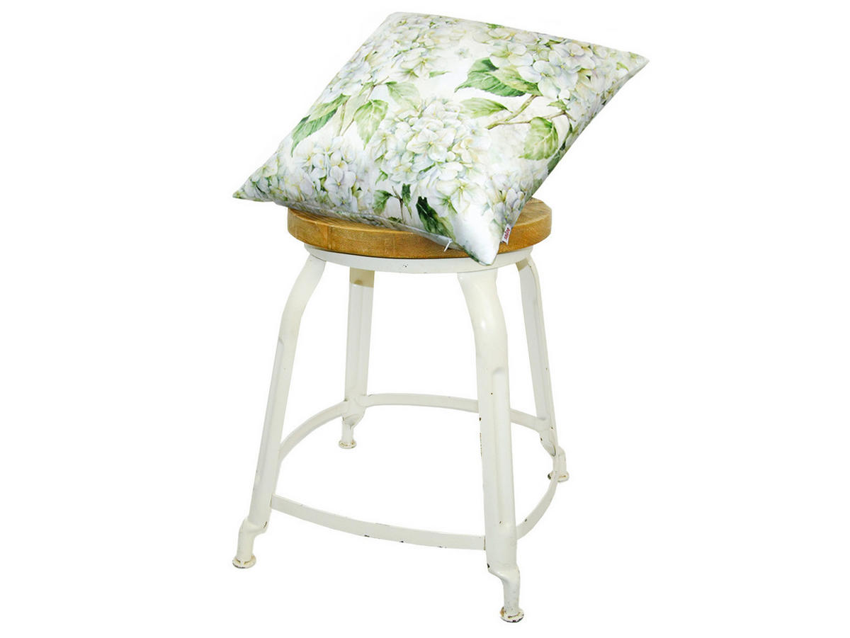 KISSENHÜLLE Landlust-Hortensie weiß 60/60 cm - Weiß/Grün, Textil (60/60cm) - beties Heimtextil