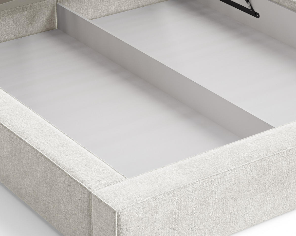 POLSTERBETT 06 140x200 cm – Tresor - Bett mit Bettkasten, Metall-Lattenrost - Creme, Holz (140/200cm) - ROYAL24_MARKT