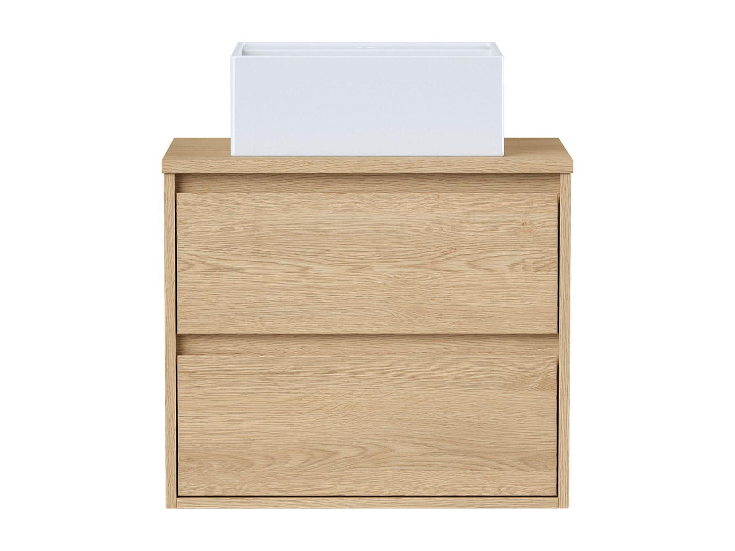 EINZELWASCHTISCH - 60 cm x 45 cm - holz - naturfarben hell Milipam - Weiß, Keramik/Holz (60/50/45cm) - Vente-Unique