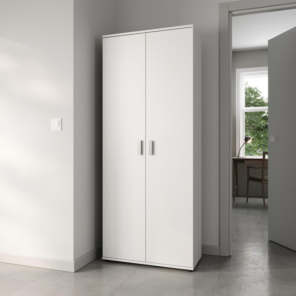 Thumbnail - Home Collective Mehrzweckschrank, Weiß, Holzwerkstoff, Echtholz, 6 Fächer, 35x184x75 cm, Waschküche, Mehrzweckschränke