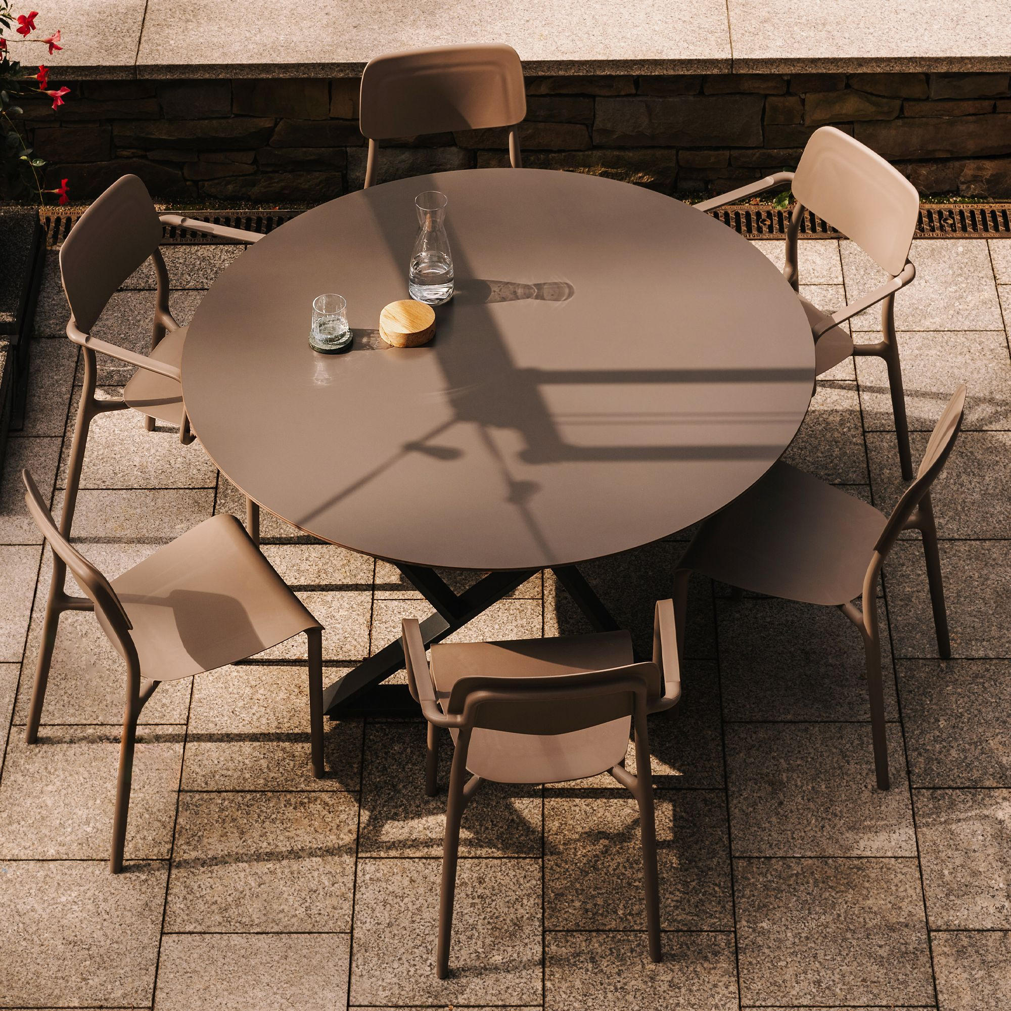 GARTENSTUHL GALIO, 4-er Set - Graubraun, Kunststoff (47.5/84/55.5cm) - KONSIMO®