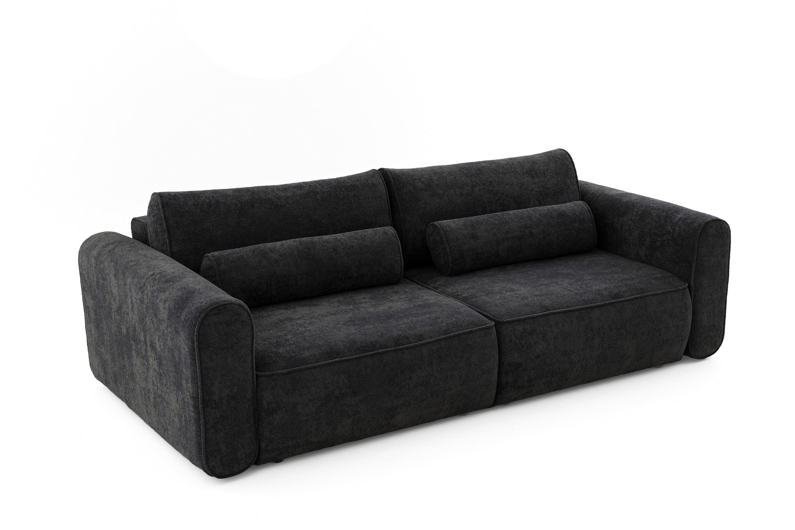 ECKSOFA Motion mit Schlaffunktion Funktional 3-sitzer Sofa - Schwarz, Textil (250/120cm) - Muffo