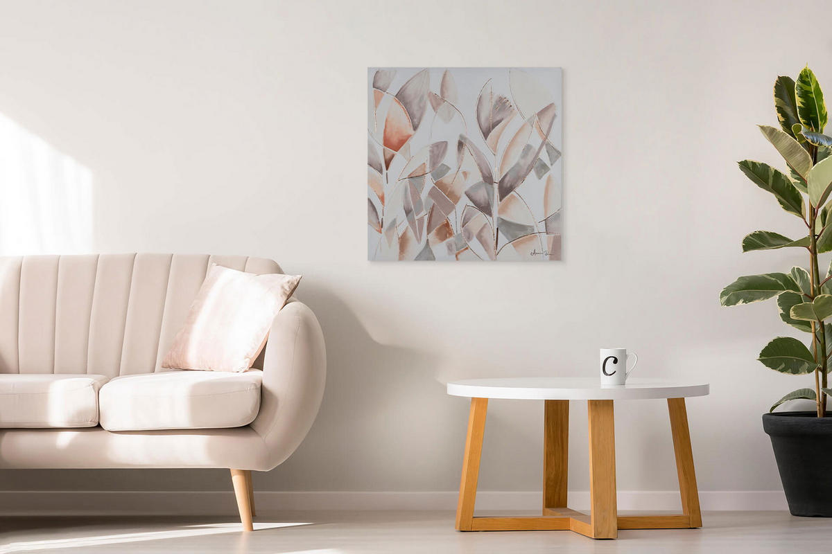 ACRYLBILD HANDGEMALT 80/80 cm - Taupe/Grau, Holz/Textil (1.3/80cm) - KUNSTLOFT