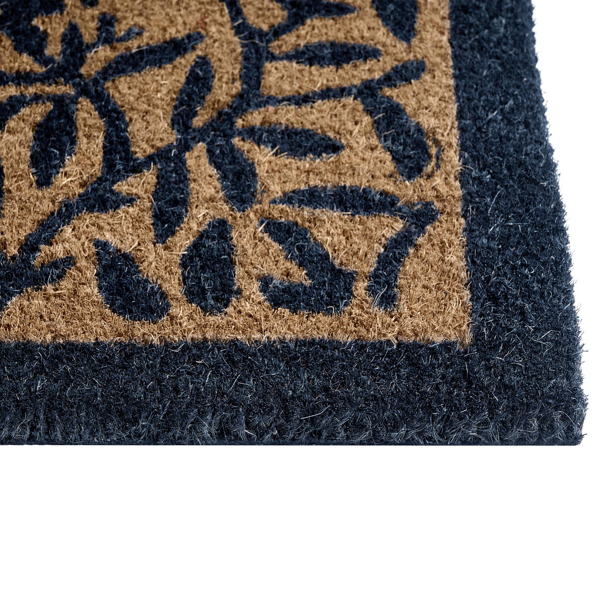 FUSSMATTE Naturfarben 50/80 cm Blatt Kokosfasern Nunivak - Hellblau, Textil (50/80cm) - Beliani