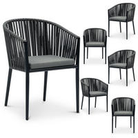 GARTENSTÜHLE ISOLA 6ER-SET - Schwarz/Grau, Textil/Metall (56/78/62cm) - IDIMEX