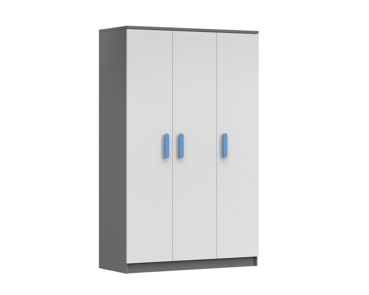 KINDERKLEIDERSCHRANK INGE 19 120/192/50 cm Weiß+Grau/Blau - Blau/Weiß, Holzwerkstoff (120/192/50cm) - Deine Möbel 24
