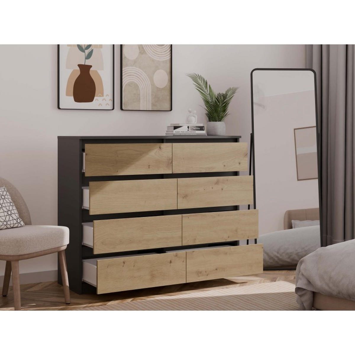 KOMMODE Anthrazit, Artisan 120/97/40 - Anthrazit, Holzwerkstoff (120/97/40cm) - RAUMHIRSCH FURNITURE