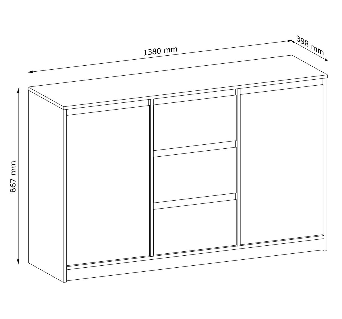 SIDEBOARD Mormanno 2T 3S Eiche Cremona – klassisches Design im Holzdekor - Eichefarben, Holzwerkstoff (138/86.5/40cm) - AX Living