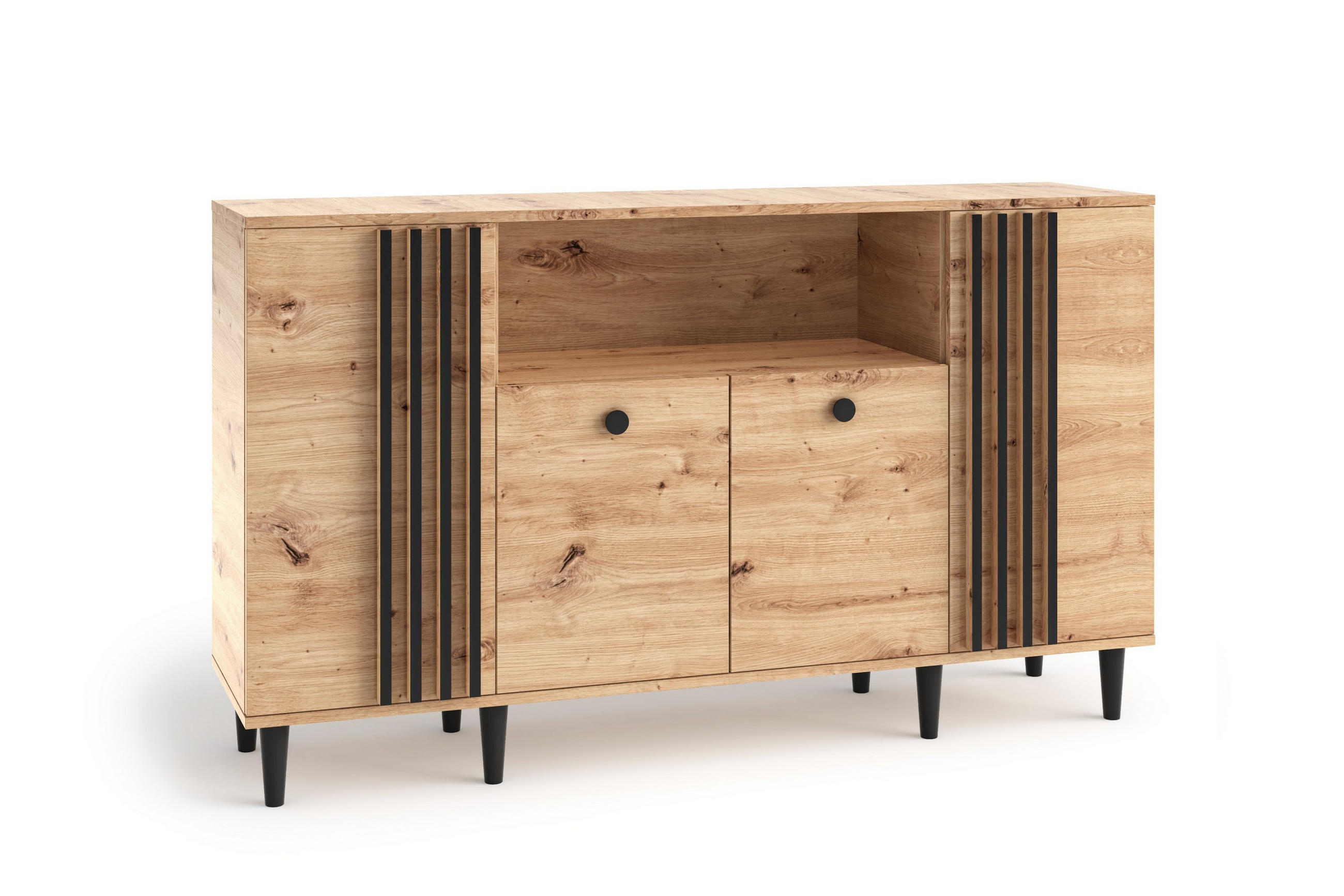 KOMMODE ARTIANO 160/92,5/40cm mit 4 Türen Eiche Artisan - Eiche Artisan, Holzwerkstoff (160/92.5/40cm) - MASSENO