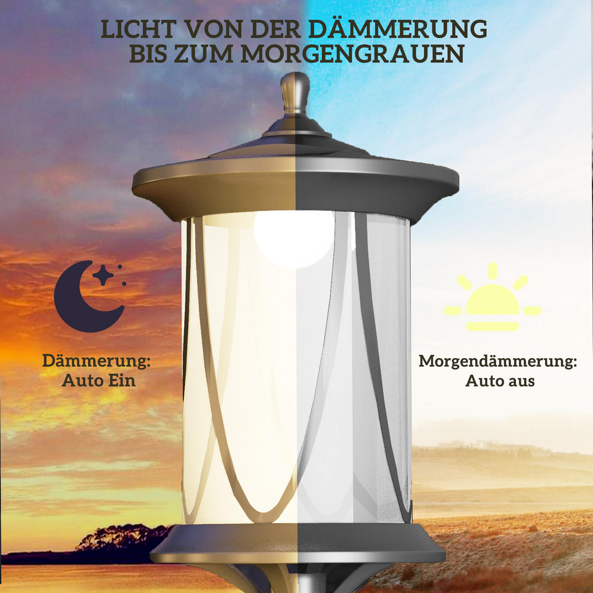 GARTENLATERNE, Schwarz, ABS, Polycarbonate - Schwarz, Kunststoff (17/17/127cm) - Outsunny