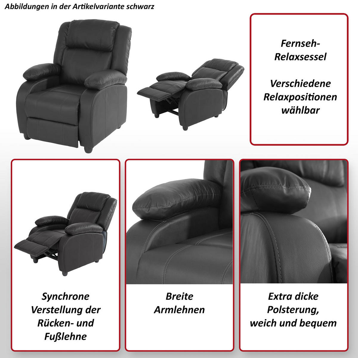 RELAXSESSEL Rot - Rot, Textil (84/102/93cm) - MCW