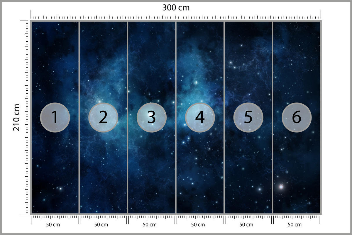 FOTOTAPETE für Wohnzimmer Sternenhimmel Nacht Galaxis 300x210 - Blau/Schwarz, Papier (300/210cm) - Muralo