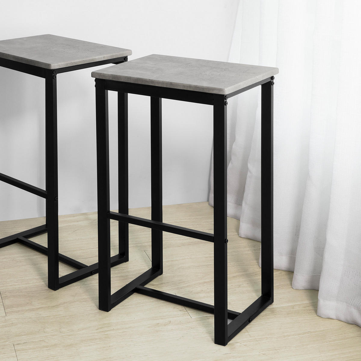 BARTISCH + 4 x BARHOCKER - Grau, Holzwerkstoff (100/96/60cm) - SoBuy