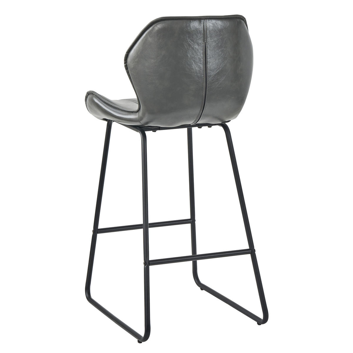 BARHOCKER 2er-Set mit Rückenlehne Kunstleder Grau - Grau, Metall (47/91.5/48.5cm) - Meubliv