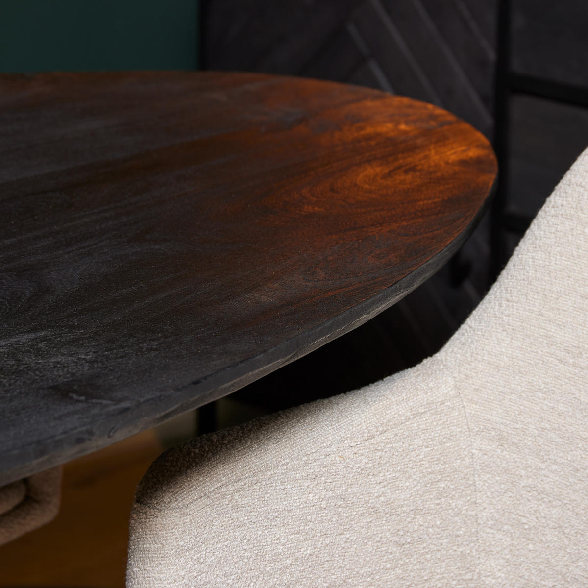 ESSTISCH Cosmopolitan | Oval 160 cm X 90 cm Natur - Schwarz, Holz (90/160/76cm) - Villa Möbel