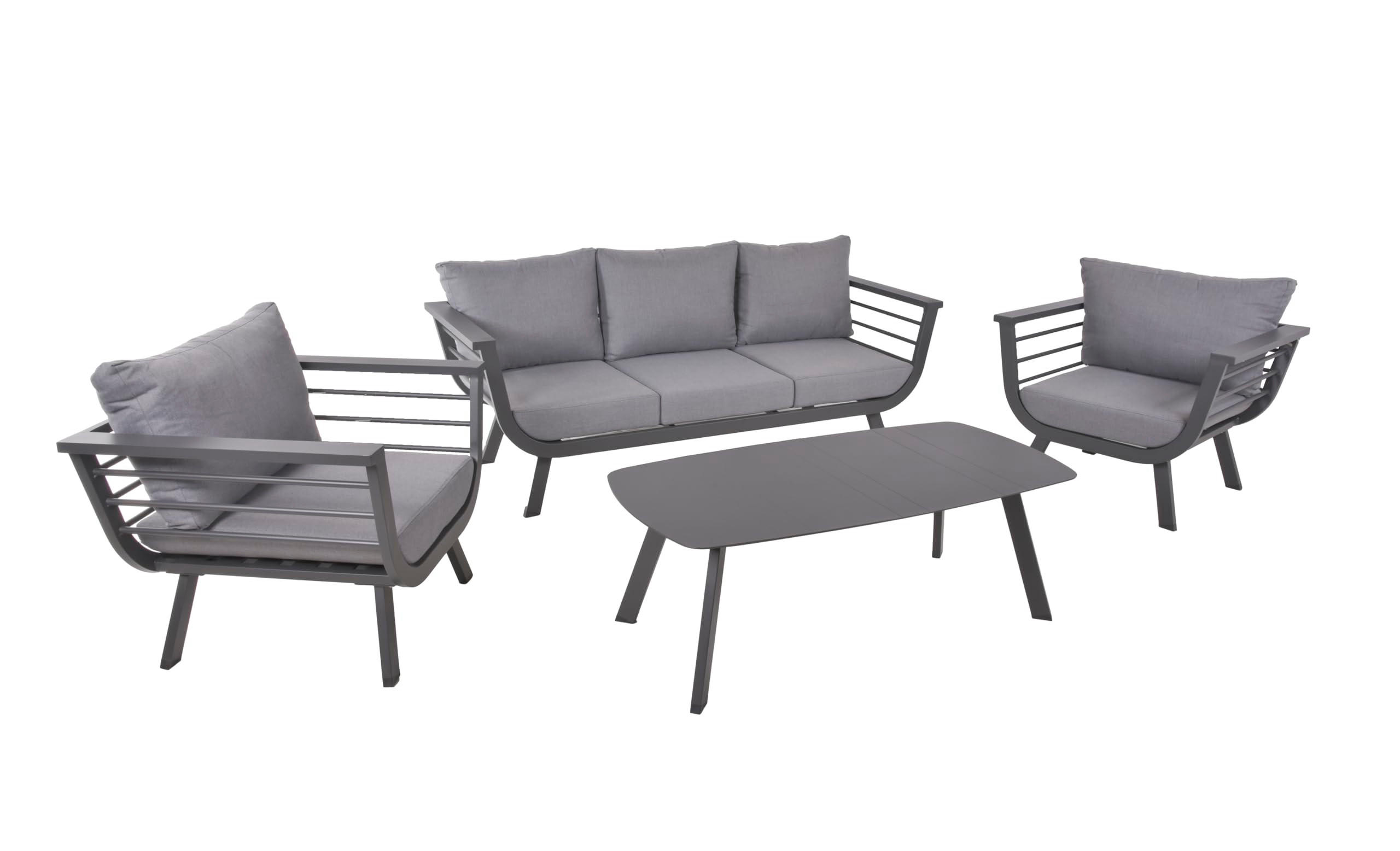 GARTENLOUNGESET Cedric 4-teilig Gartenmöbel - Grau, Kunststoff - DELUKE