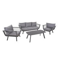 GARTENLOUNGESET Cedric 4-teilig Gartenmöbel - Grau, Kunststoff - DELUKE