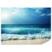 FOTOTAPETE Strand Meer Wellen Landschaft 3D 180x120cm - Blau/Beige, Papier (180/120cm) - Muralo