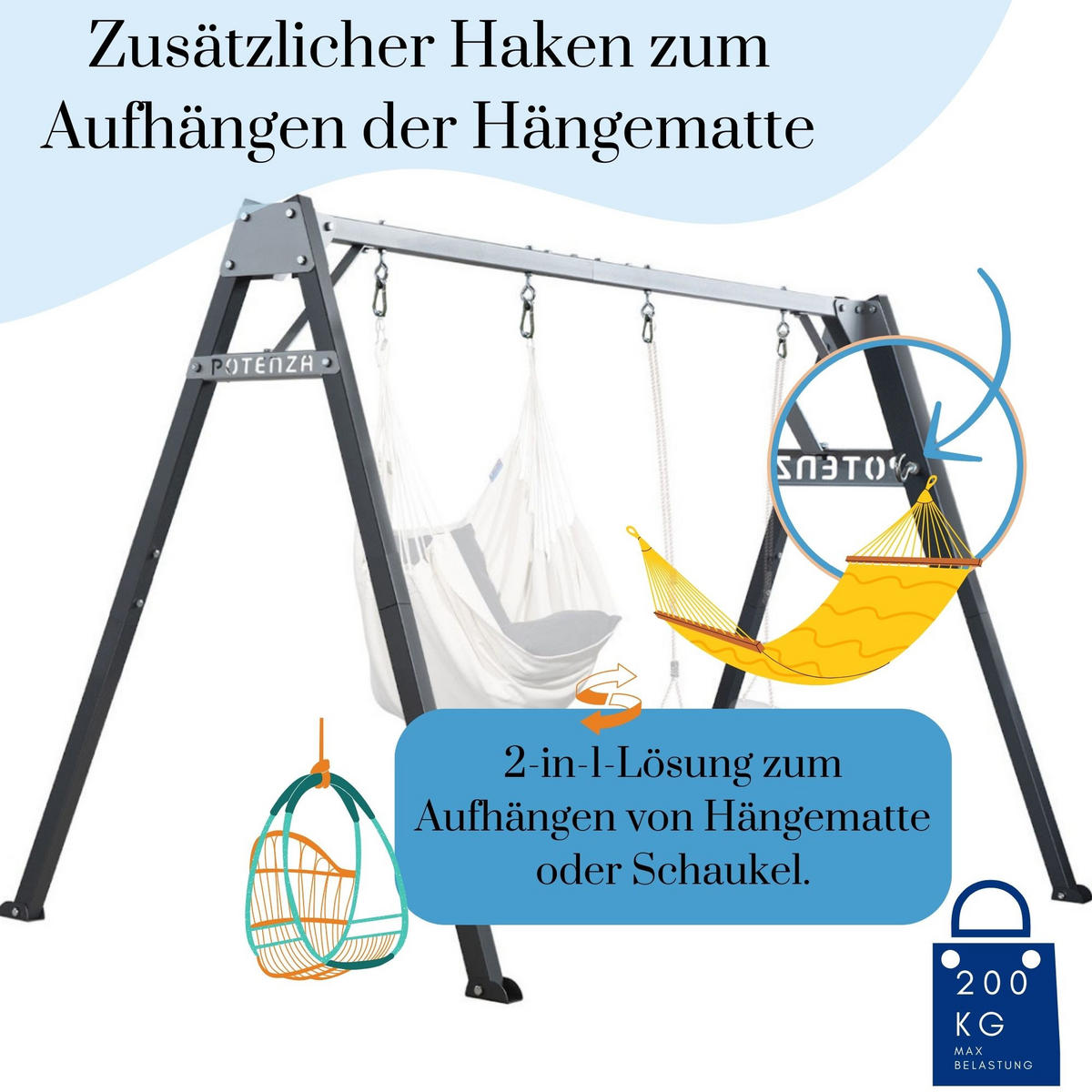 KINDERSCHAUKEL feuerverzinktes Schaukelgestell Doppel - Grün, Metall (250/173cm) - Potenza