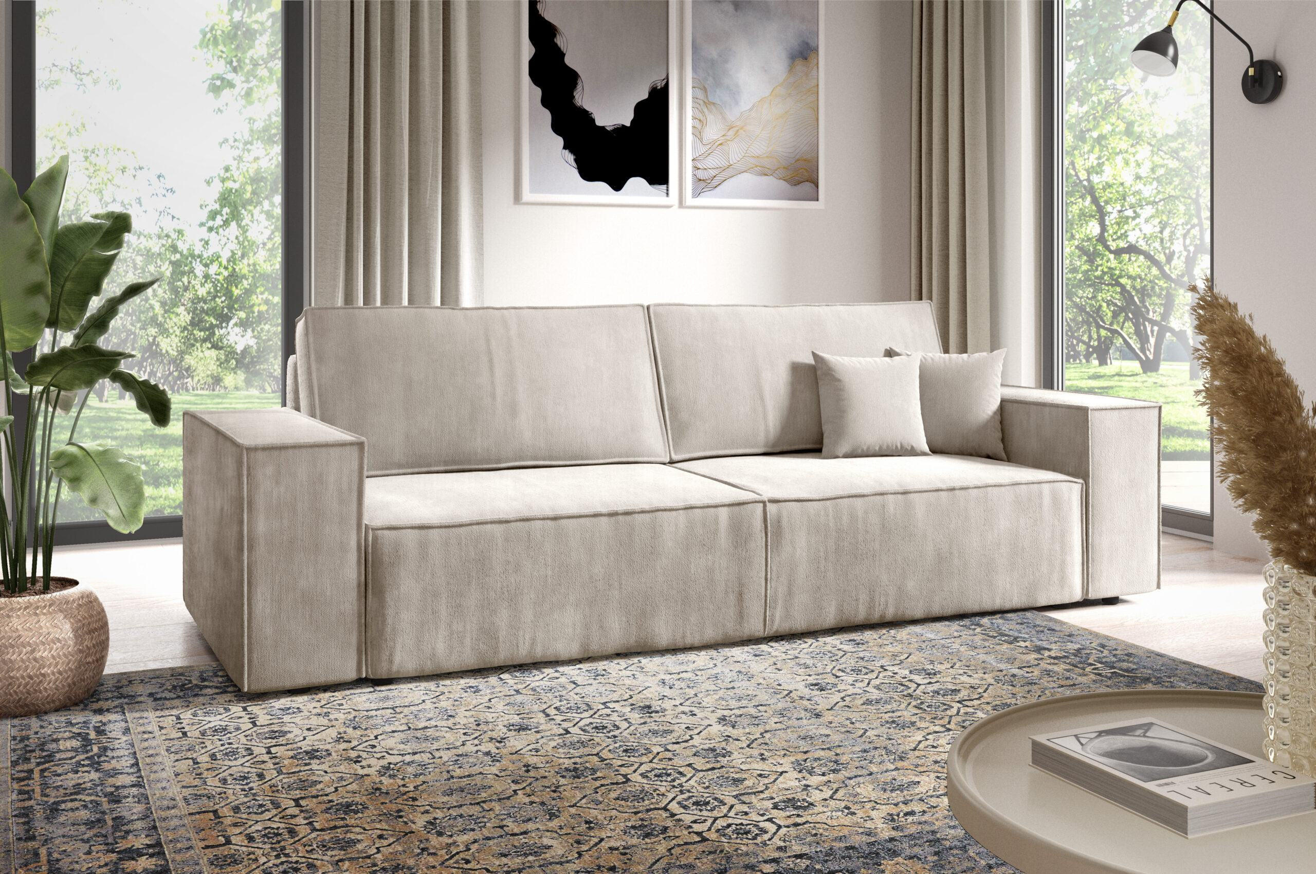 SCHLAFSOFA mit Bettkasten Cremig - Beige, Textil (255/88/102cm) - Furnisell