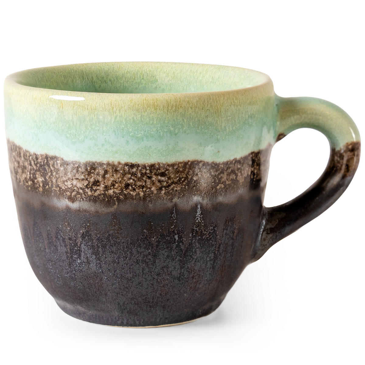 KAFFEETASSE PRIMA, mit Untertasse, 6-tlg, Salbeigrün - Salbeigrün, Keramik (11/7/9cm) - KONSIMO®