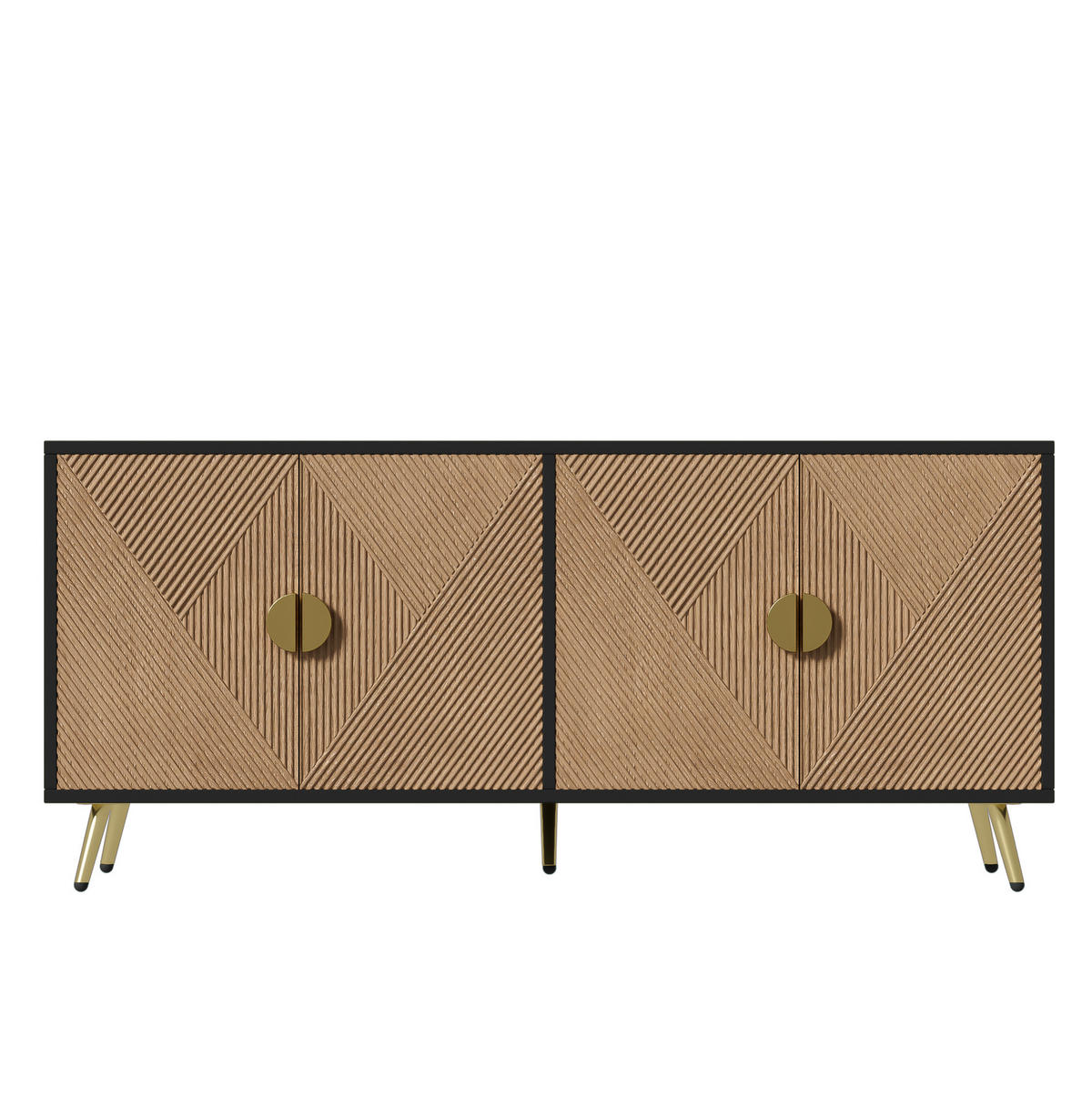SIDEBOARD 160/40/75 cm Schwarz/Holzfarben aus MDF und Holzwerkstoff mit Soft-Close-Scharnieren - Schwarz, Holzwerkstoff (40/75/160cm) - OKMYHOME