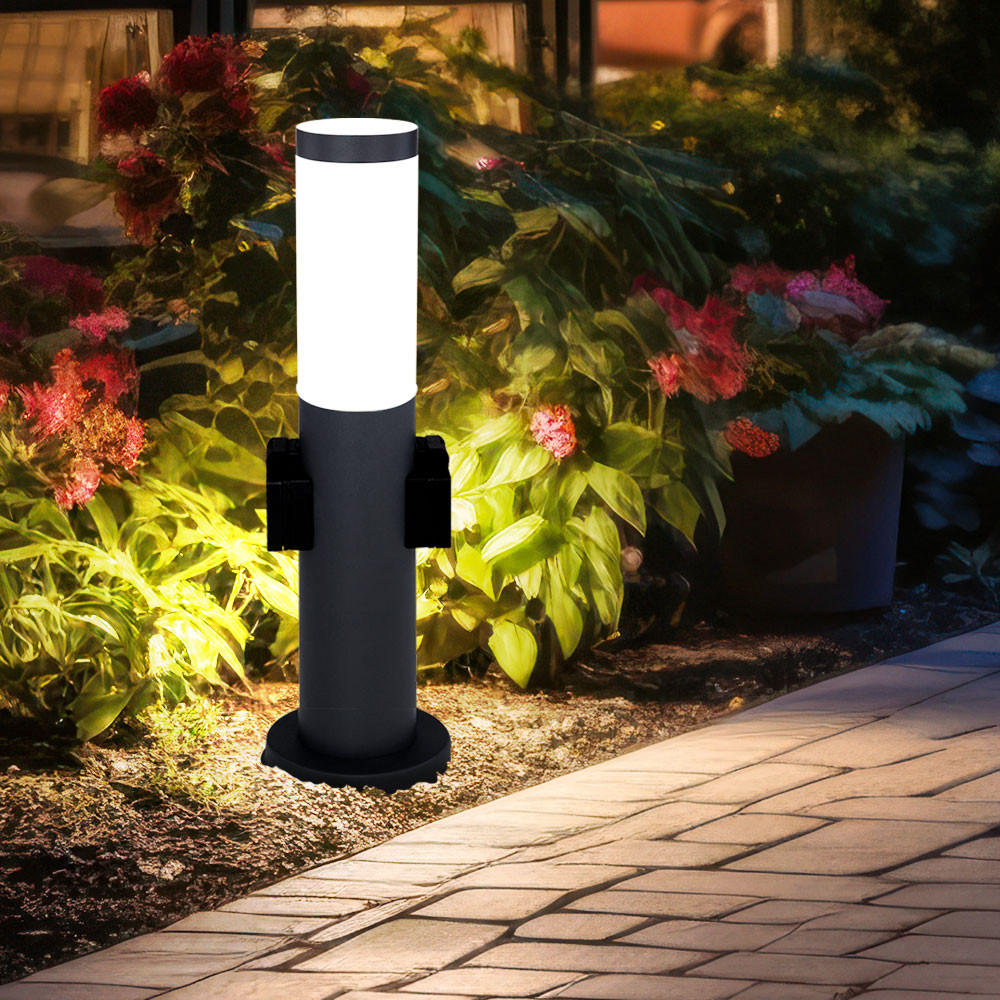 LED SOCKELLEUCHTE BOSTON Edelstahl Anthrazit - Anthrazit, Kunststoff/Metall (12.7/45/12.7cm) - Globo Lighting