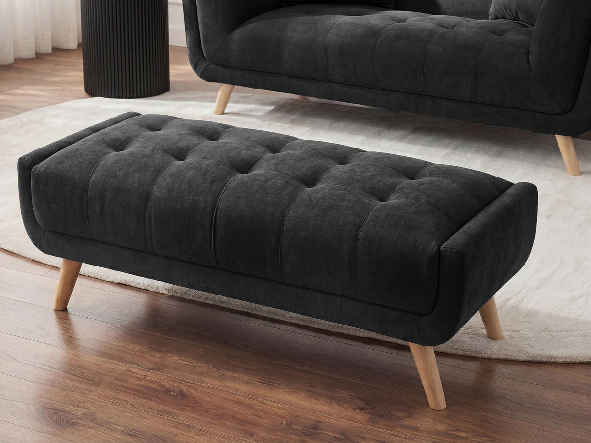 OTTOMANE Stoff Schwarz Habo - Hellbraun/Schwarz, Textil (134/42/60cm) - Beliani