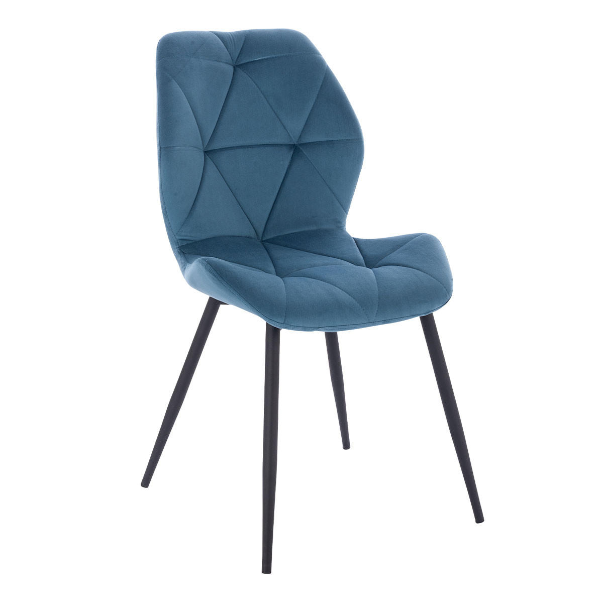 ESSZIMMERSTUHL JAMIE Samt Blau - Blau/Schwarz, Textil (47/84/48cm) - SVITA