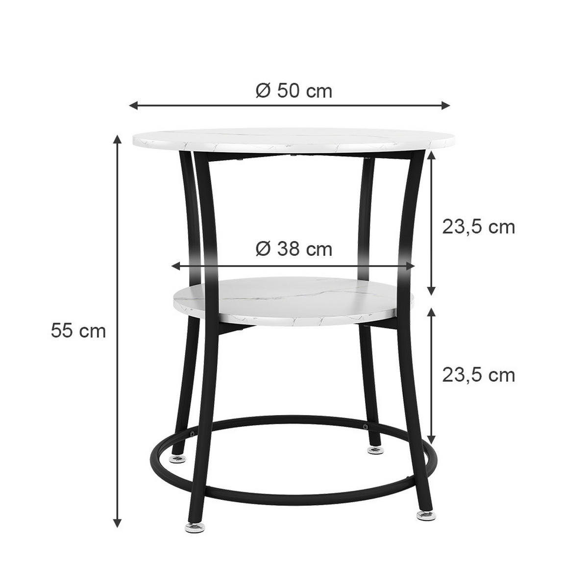 COUCHTISCH Quebec Marmor Weiß 50 x 50 cm mit Ablage - Weiß Hochglanz, Holzwerkstoff (50/50/55cm) - Vicco