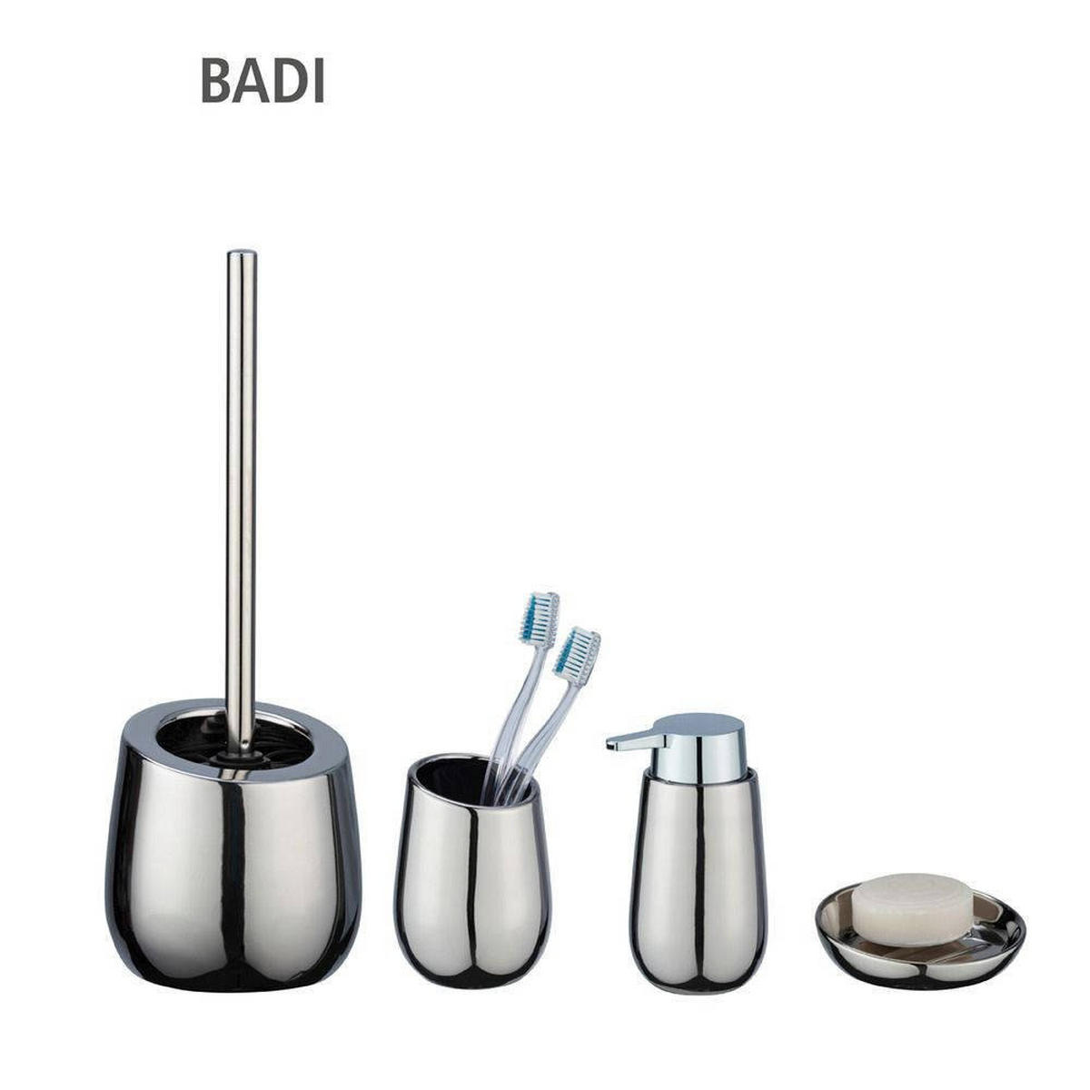 WC-BÜRSTE Badi 13,5/13,5/38 cm - Silberfarben, Keramik (13.5/38/13.5cm) - Wenko