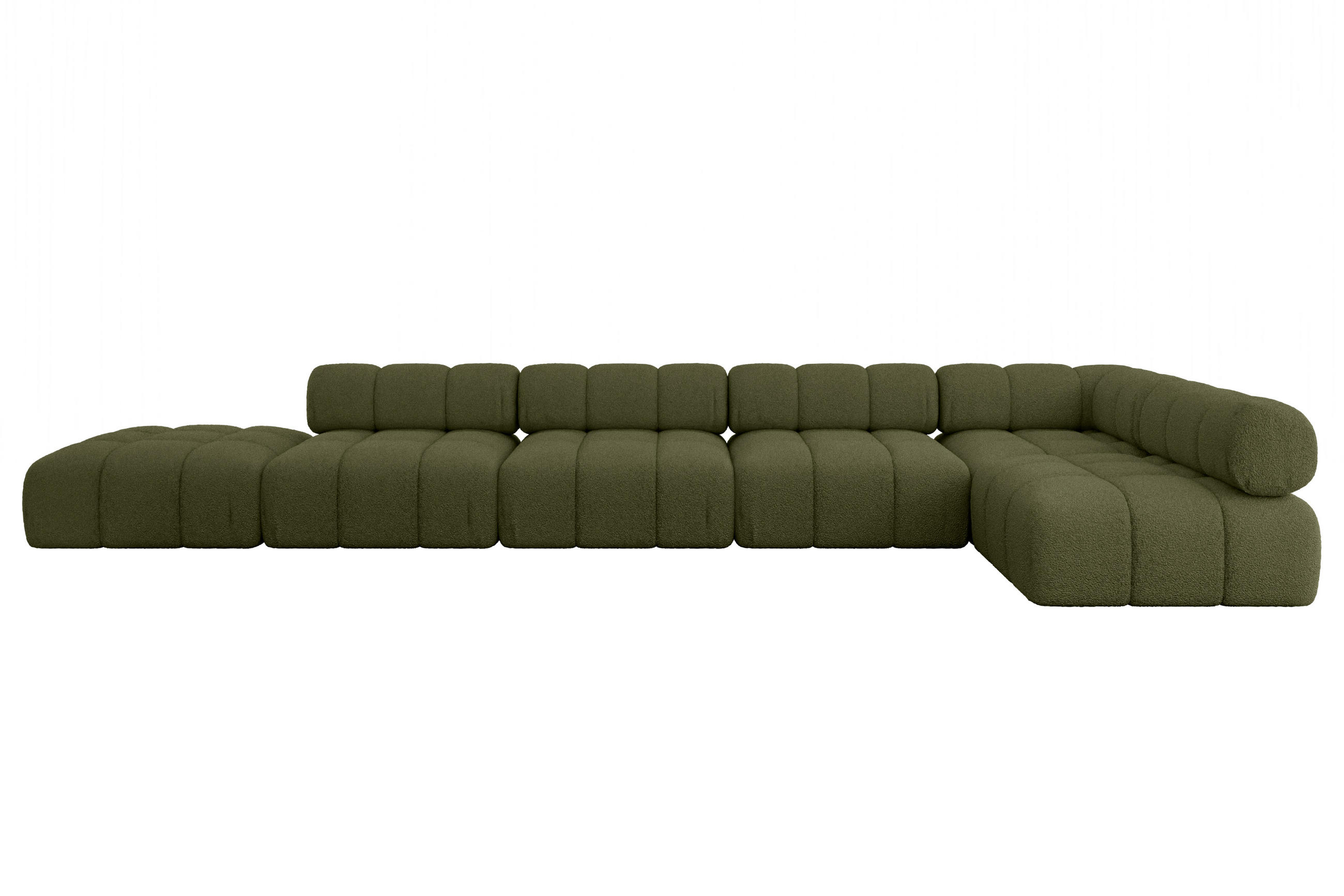 ECKSOFA modulares Sofa Favio-L3 - 475x190x70 cm Grün Bouclé - Grün, Holzwerkstoff/Textil (475/190cm) - ALTDECOR