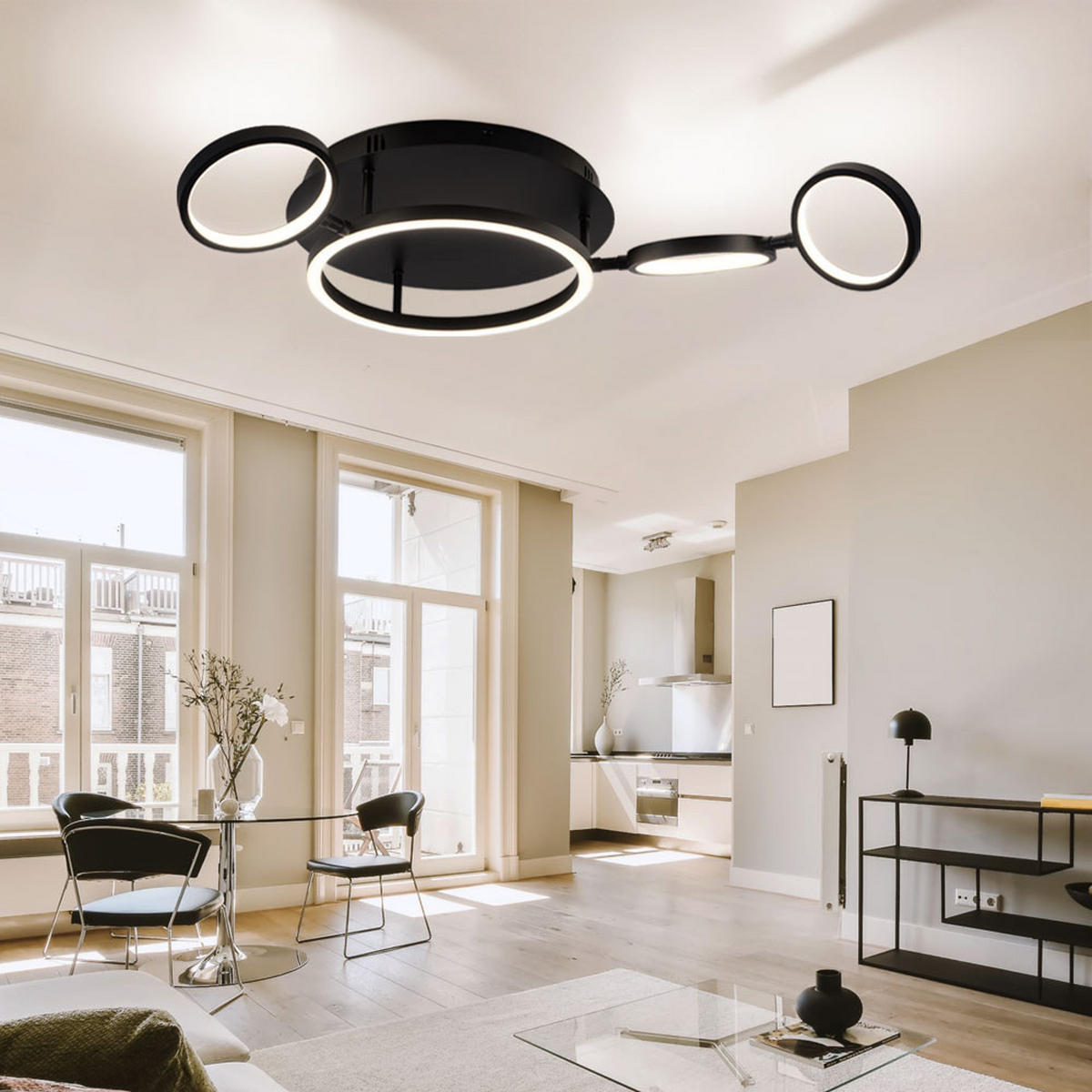 LED DECKENLEUCHTE Metall Schwarz - Schwarz, Metall (79/39/11.5cm) - Globo Lighting