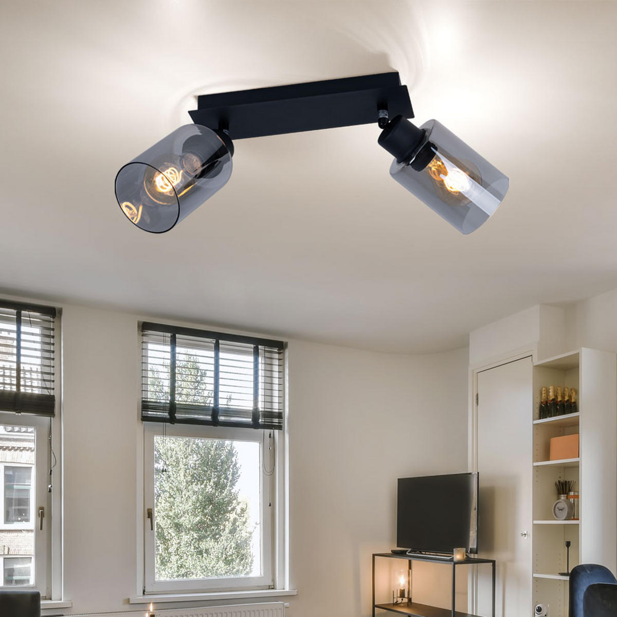 LED DECKENLEUCHTE Metall Rauchfarben Schwarz - Schwarz, Glas (27/9/21.5cm) - Globo Lighting