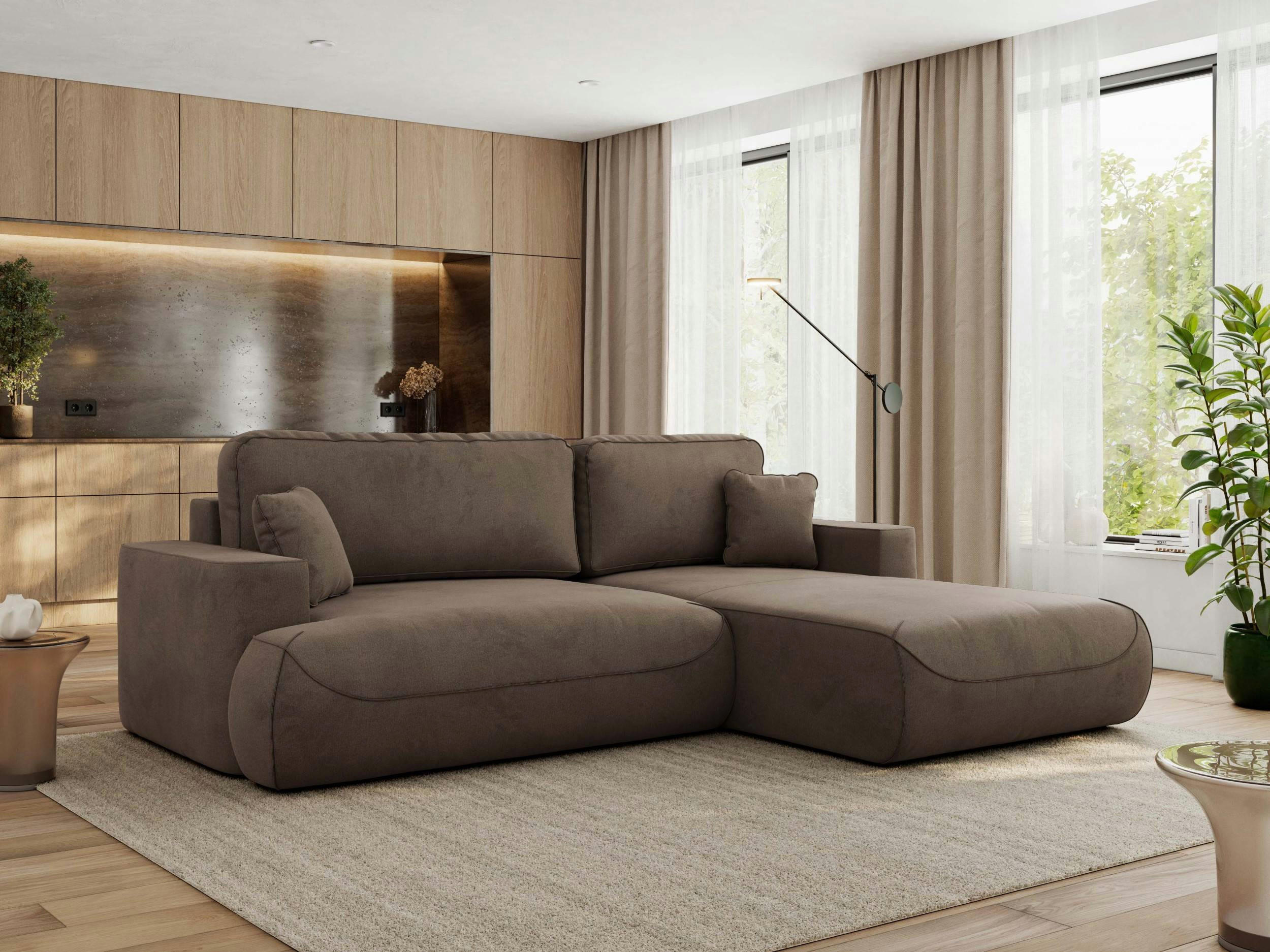 ECKSOFA OVO L Braun Velvet - Rechts Seite - Schwarz/Braun, Kunststoff/Textil (195/271cm) - MKS