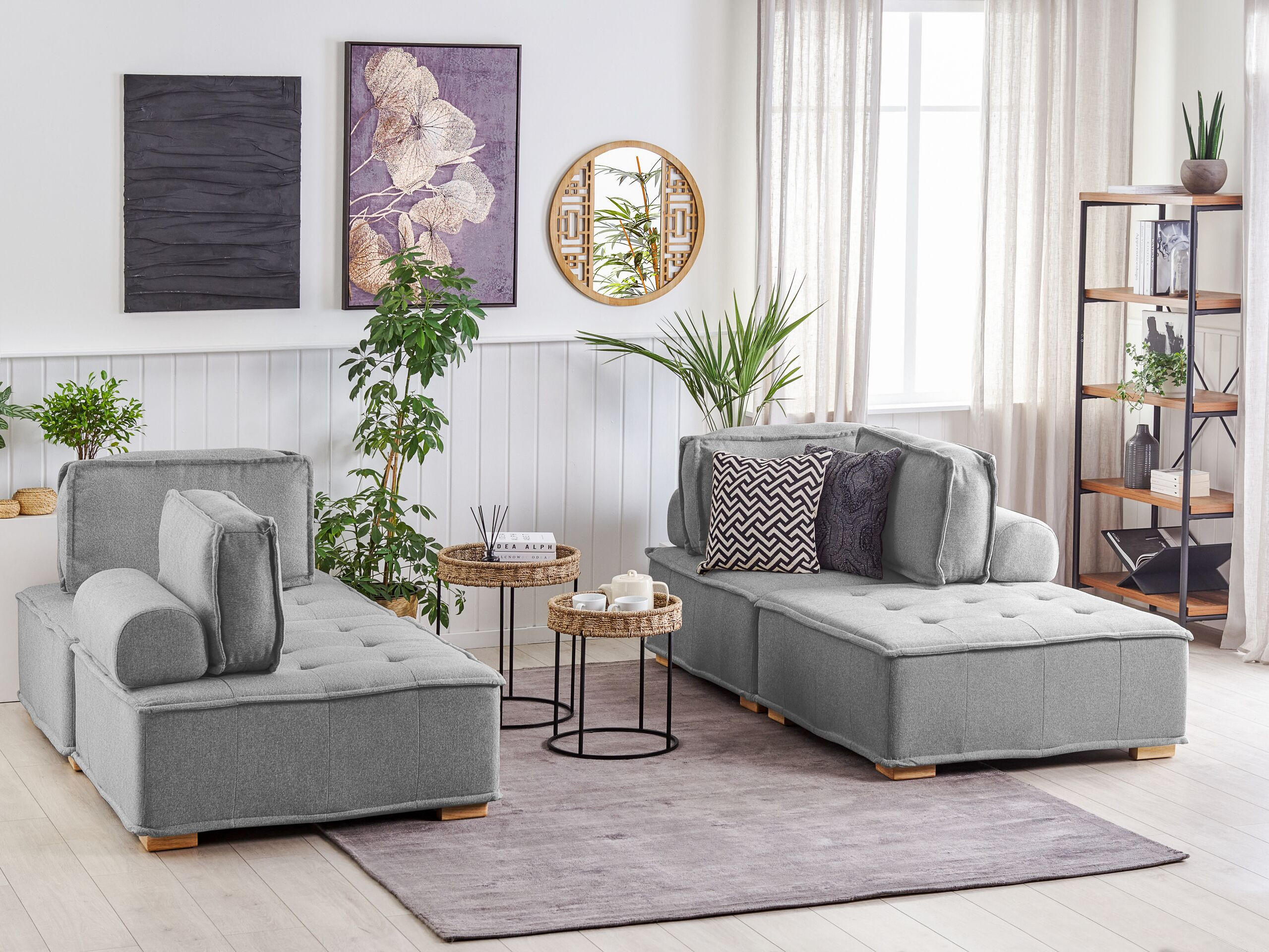 4-SITZER SOFA SET Polyester Grau Tibro - Grau, Textil (200/40/100cm) - Beliani