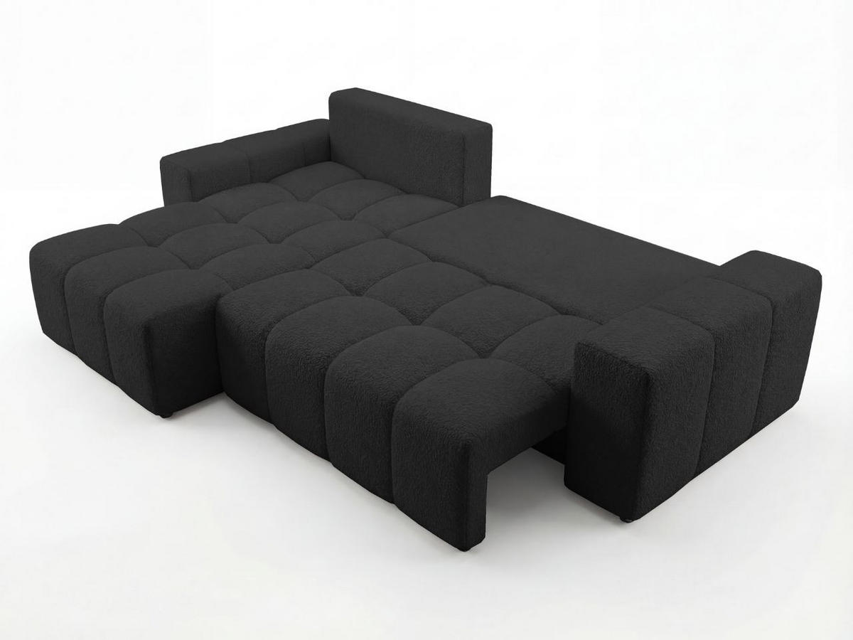 ECKSOFA Bresso Bouclé-Stoff Schwarz - Schwarz, Holz/Textil (255/168cm) - Graingold