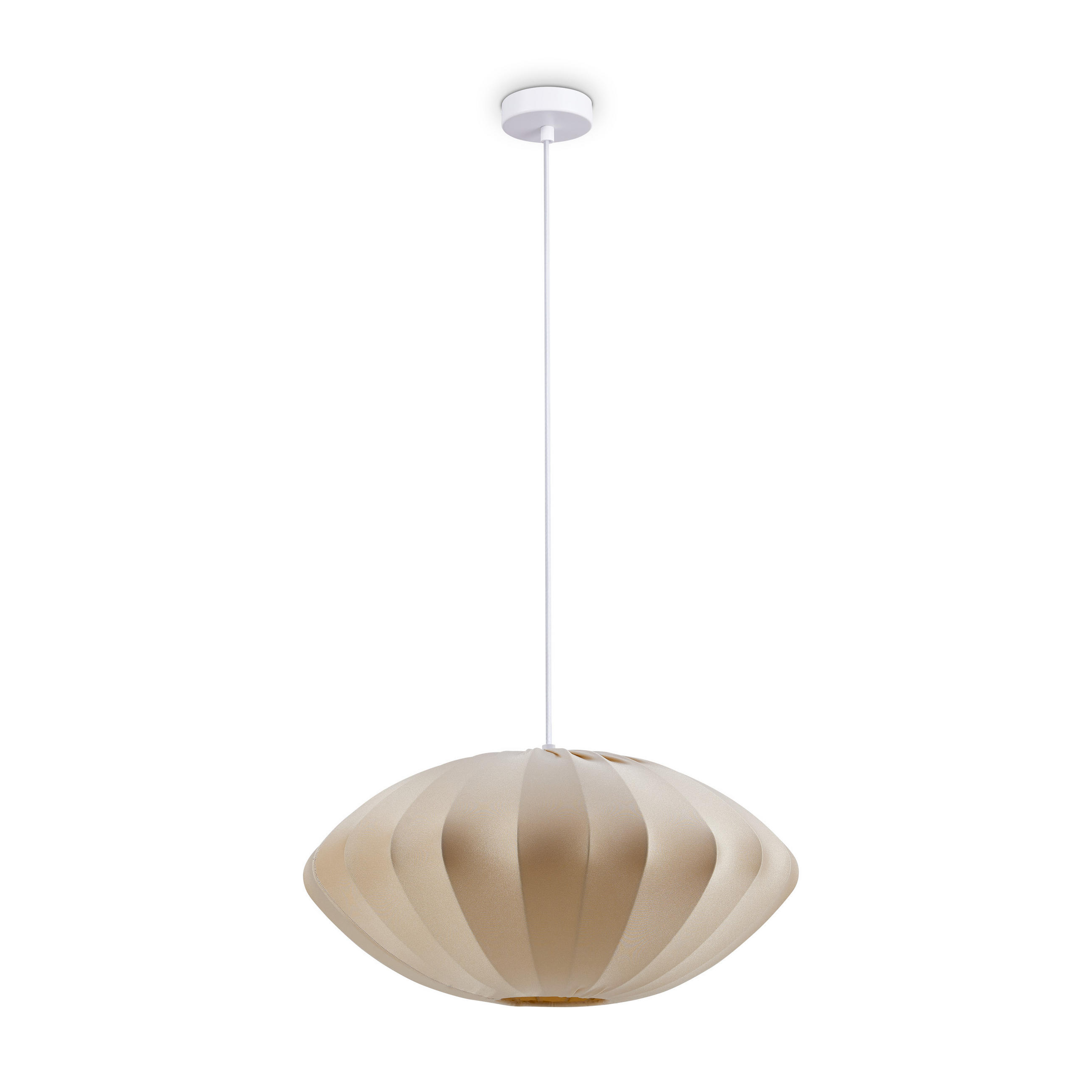 PENDELLEUCHTE Hugo Pd1 Bella - Beige/Weiß, Metall (50/50/25cm) - Paco Home
