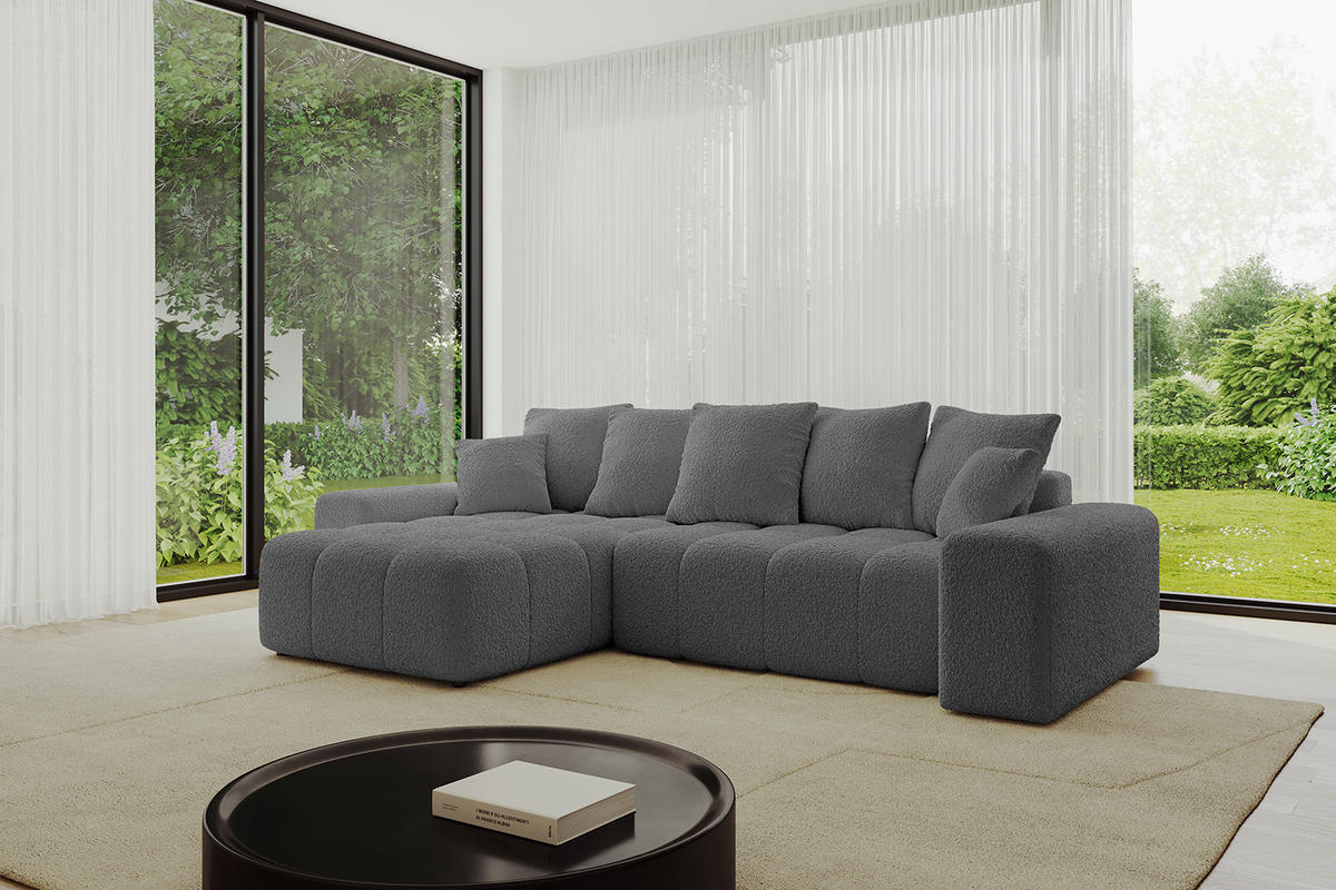 ECKSOFA Ottomane links/rechts ENIL-L 290x175x84 Grau Bouclé - Grau, Holzwerkstoff/Kunststoff (290/175cm) - ALTDECOR