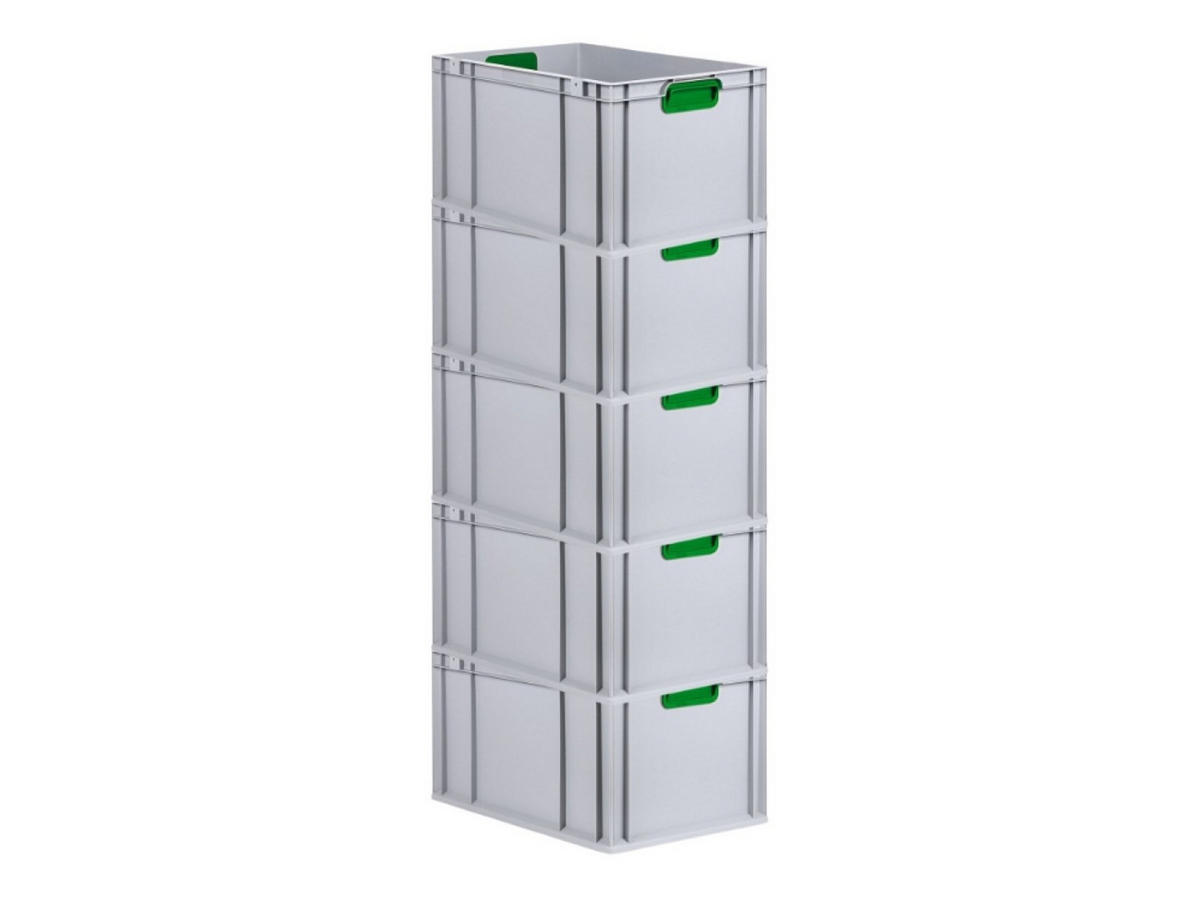 EUROBOX 5x Nextgen Color 32x40x60cm 65 Liter Griffe Grün Geschlossen - Grün, Kunststoff (40/32/60cm) - PROREGAL