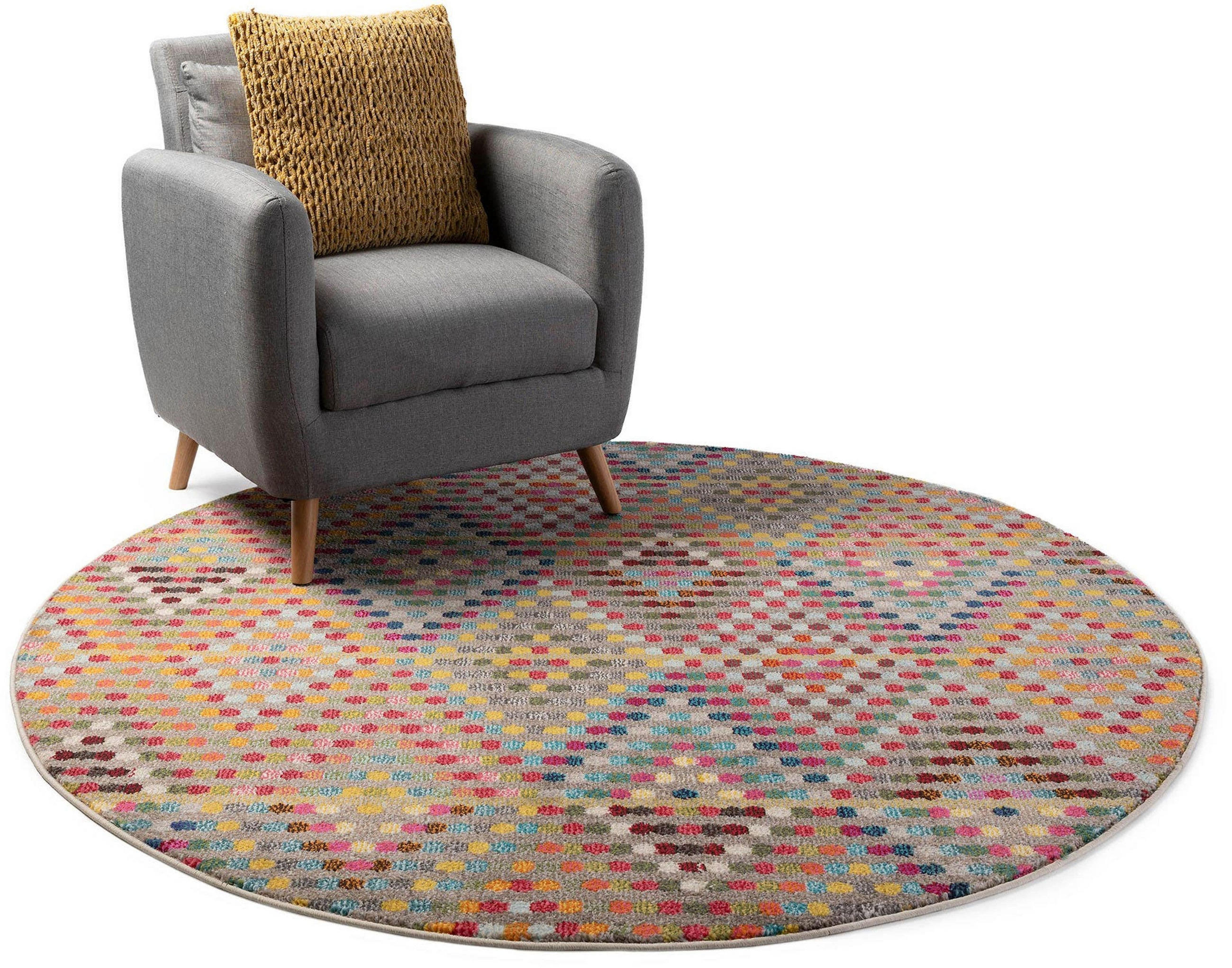 TEPPICH Casa Multicolor ø 120 cm rund - Multicolor, Textil (120/120cm) - benuta Nest