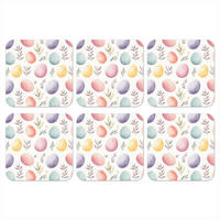 GLASUNTERSETZER 6er-Set Eier - Bunt - Muster 10x10 cm - Weiß, Naturmaterialien (10/0.2cm) - MuchoWow